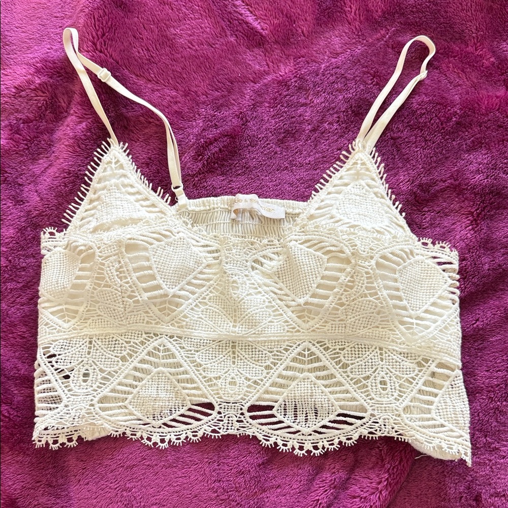 Cream Lace Crochet Crop Top